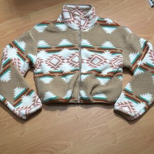 Love Tree Tan and light weight beige multicolor Fleece Jacket size Small